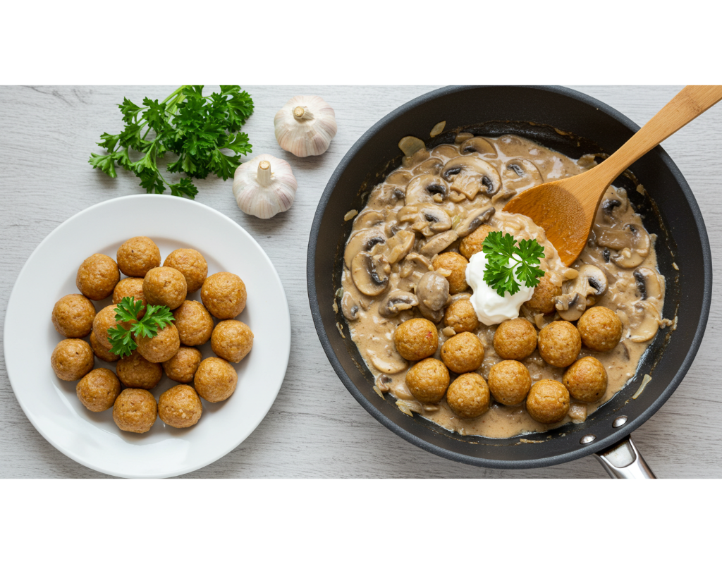 Mushroom Stroganoff with Wheatballs: How to -Tips, Video, Guide