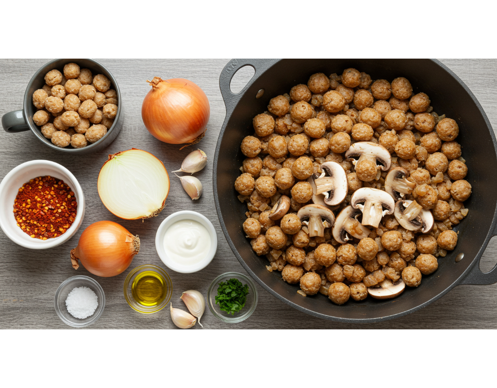 Mushroom Stroganoff with Wheatballs