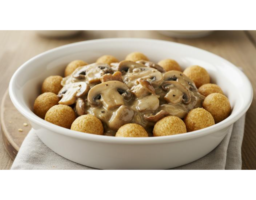 Mushroom Stroganoff with Wheatballs