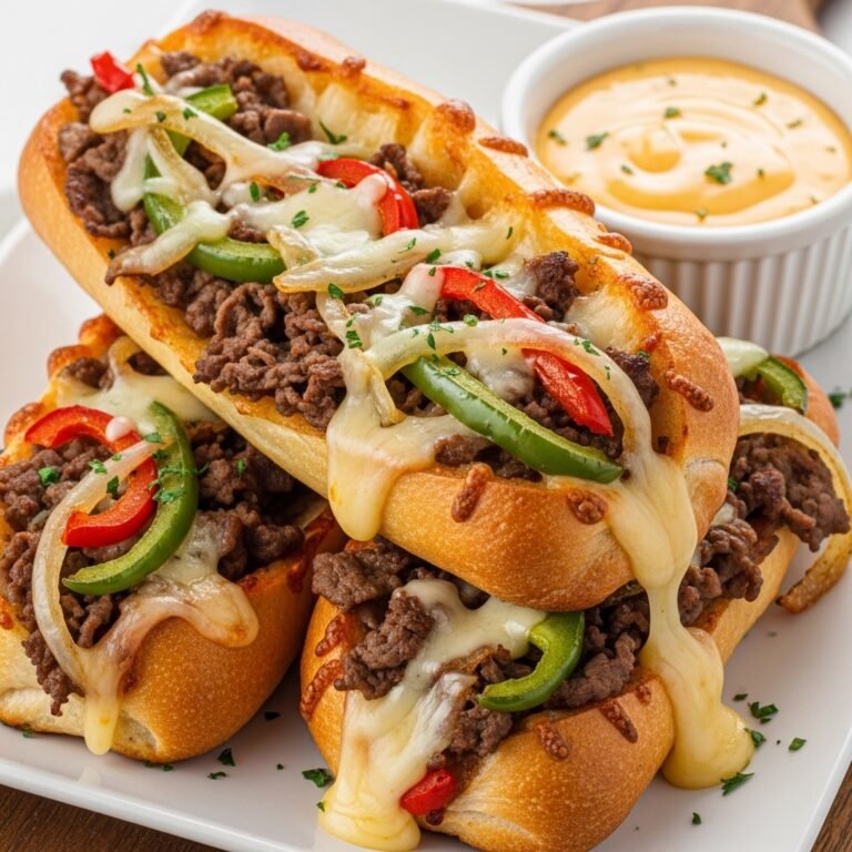 Cheesy Philly Cheesesteak Stuffed Breadsticks – Irresistibly Savory! 3 A platter of golden-brown Cheesy Philly Cheesesteak Stuffed Breadsticks, garnished with fresh parsley, ready to be served.