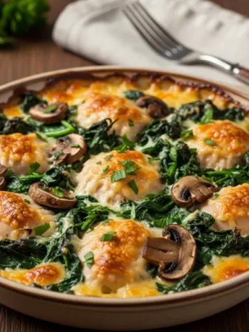 Chicken Spinach and Mushroom Low Carb Oven Dish – Best Keto Dinner!