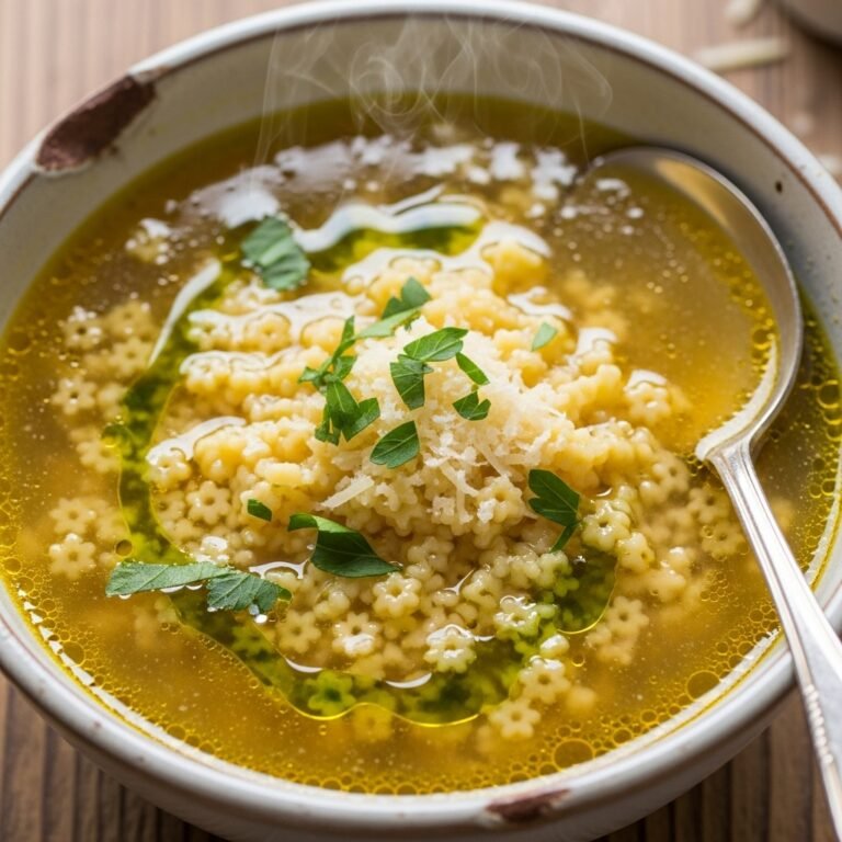Cozy Pastina Soup: The Ultimate Classic Italian Comfort Food Recipe 3 A warm bowl of Cozy Pastina Soup with tiny pasta, vegetables, and a sprinkle of fresh parsley, ideal for comfort.