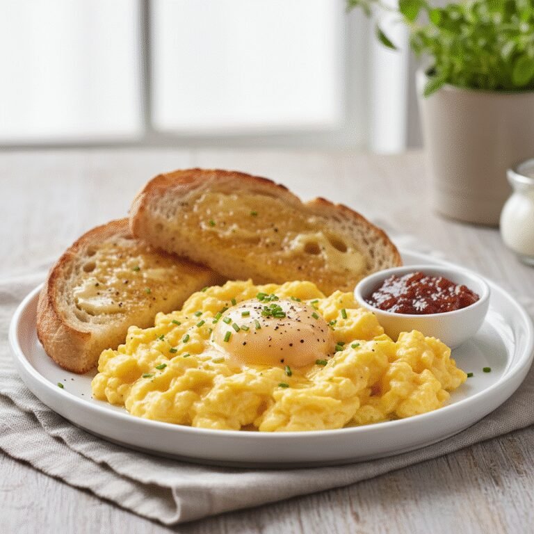 Mastering Creamy Scrambled Eggs Without Milk: The Ultimate Guide 3 Plate of creamy scrambled eggs without milk, golden and fluffy, on toast