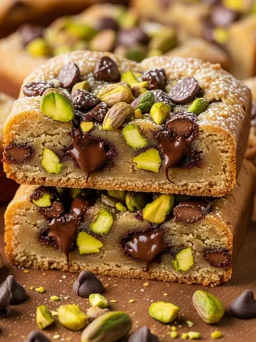 Ultimate Decadent Brown Butter Dubai Pistachio Chocolate Chip Cookie Bars