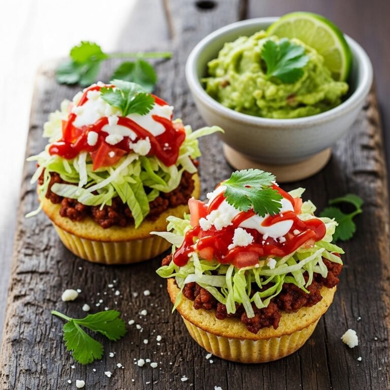 Delicious Taco Cupcakes – Best Fun and Flavorful Party Snack Recipe! 3 Delicious Taco Cupcakes with toppings – Best Fun and Flavorful Party Snack Recipe