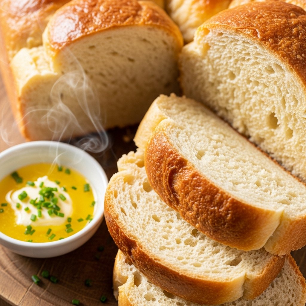 A golden, fluffy loaf of homemade no-knead crockpot bread on a cooling rack.