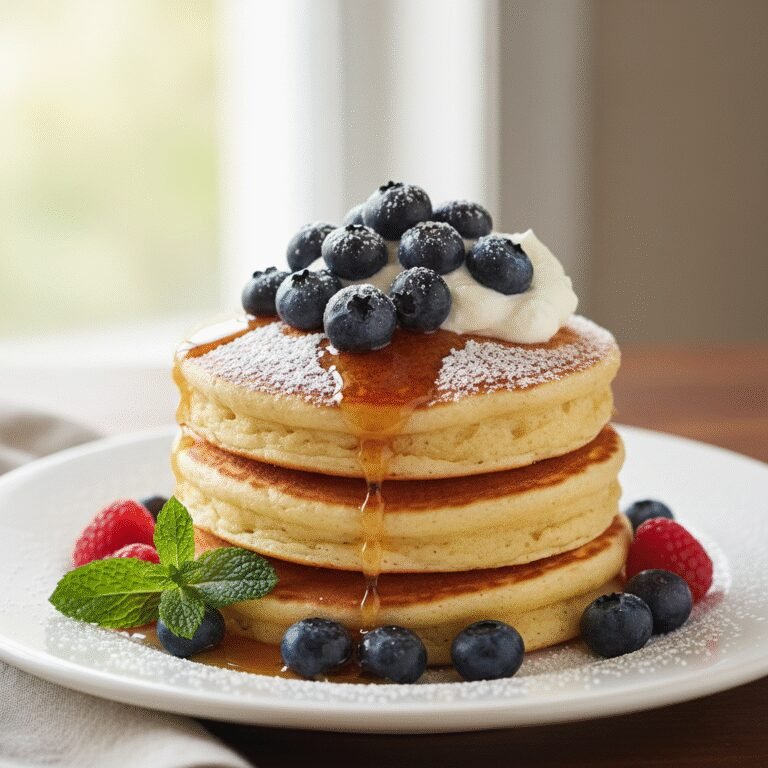 Fluffy Mini Pancakes: Your Ultimate Quick Guide to Deliciousness 3 A stack of fluffy mini pancakes drizzled with maple syrup and fresh berries, ready for a quick and delicious breakfast.