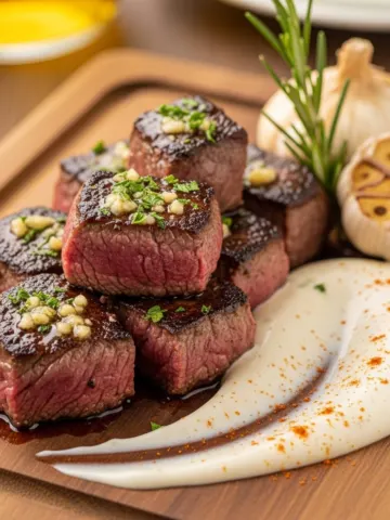 Garlic Butter Steak Bites with Creamy Sauce – Best 15-Minute Dinner!