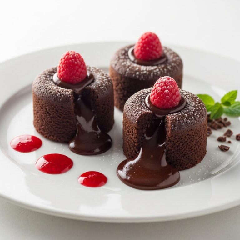 Gooey Raspberry Chocolate Lava Cupcakes with a molten center and fresh raspberries on top