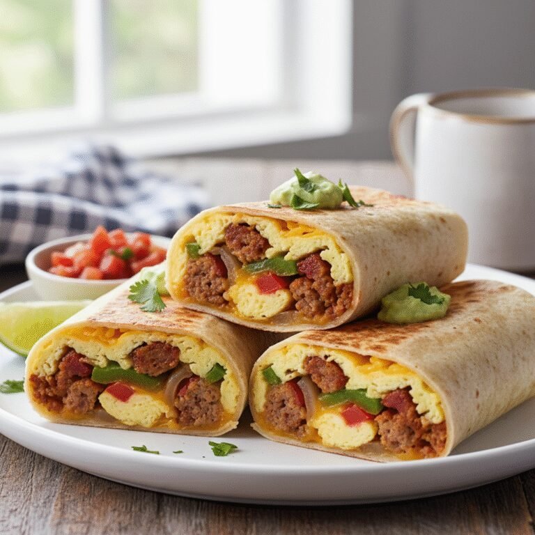 The Ultimate Guide to Homemade Breakfast Burrito Meal Prep for Easy Mornings 3 Delicious homemade breakfast burritos wrapped and ready for meal prep