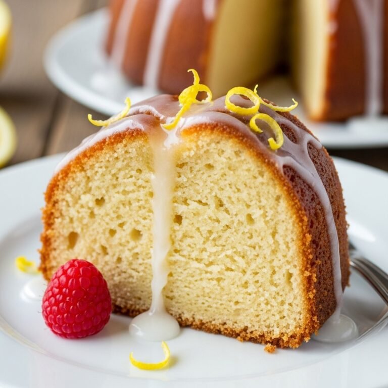 A perfectly baked, golden-brown moist vanilla buttermilk pound cake on a white cake stand.