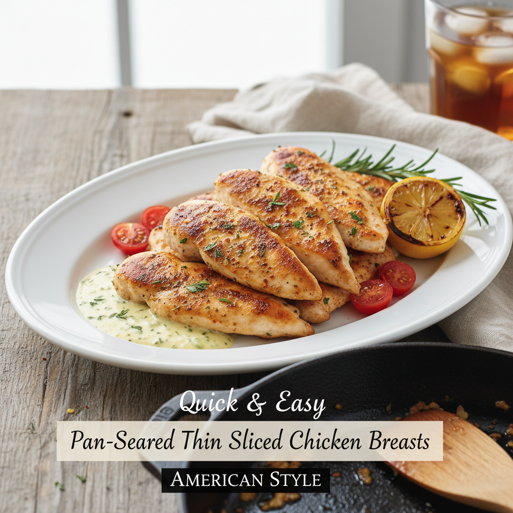 Thin Sliced Chicken Breast Recipes: Your Ultimate Guide to Quick & Flavorful Meals 2 Perfectly golden-brown thin sliced chicken breasts pan-seared with herbs and lemon.