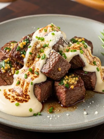 Savory Garlic Butter Steak Bites with Parmesan Cream Sauce – Best Easy Dinner Recipe!