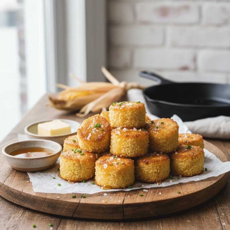 Southern-Style Honey Butter Cornbread Poppers: Sweet & Savory Bite-Sized Bliss 3 Pile of golden Southern-Style Honey Butter Cornbread Poppers drizzled with honey, ready to eat.