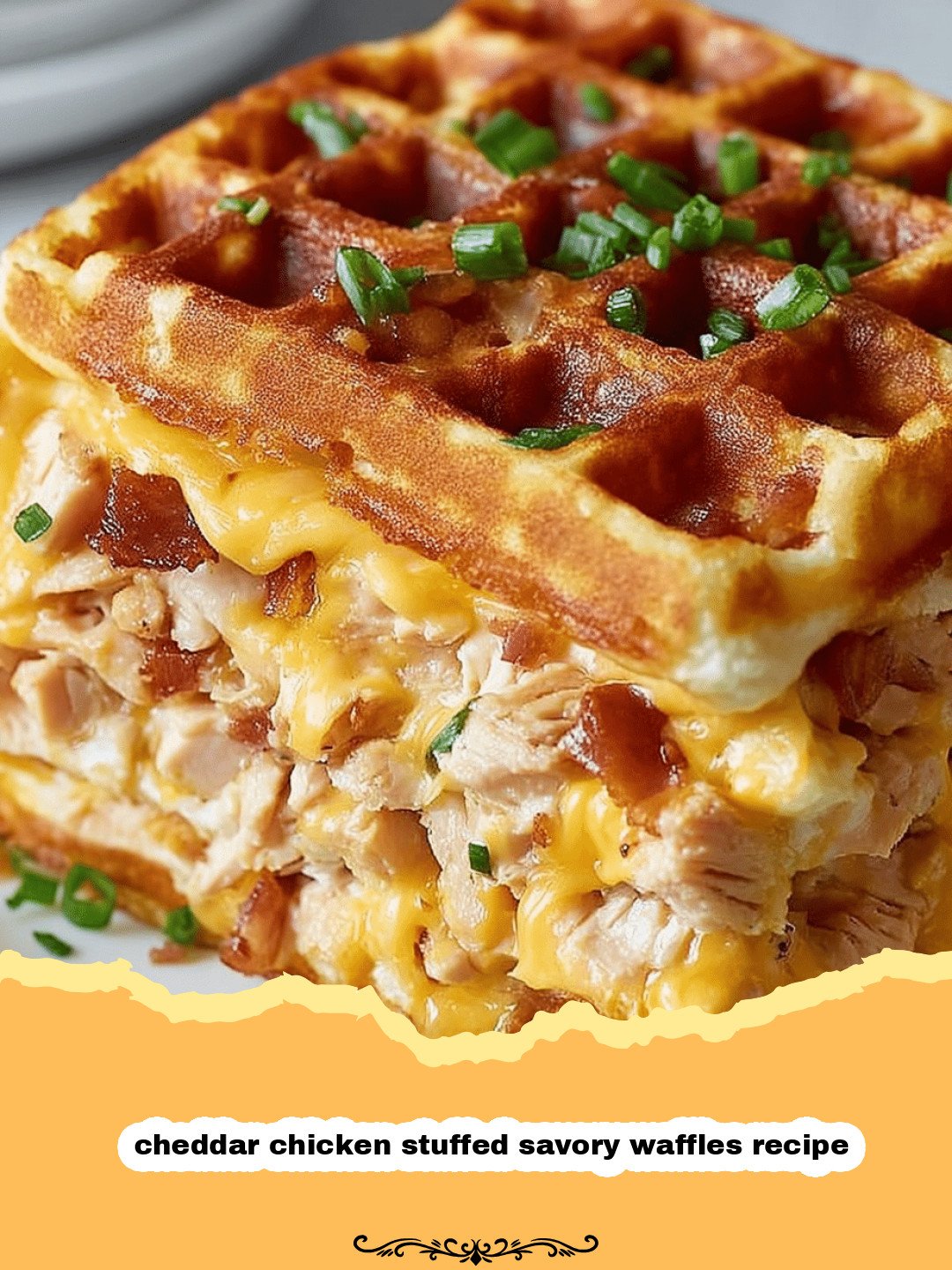 The Ultimate Cozy Comfort: Cheddar Chicken Stuffed Savory Waffles! 4 Cheddar Chicken Stuffed Savory Waffles Preparation