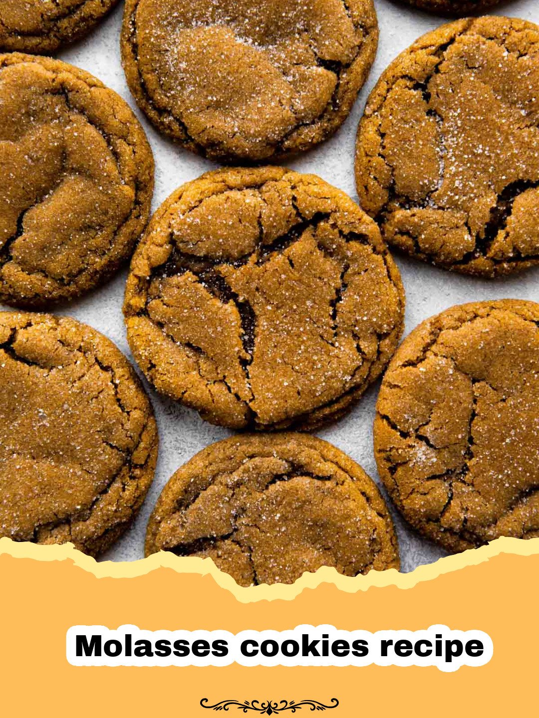 A plate of perfectly crinkled, sugar-coated chewy molasses cookies.