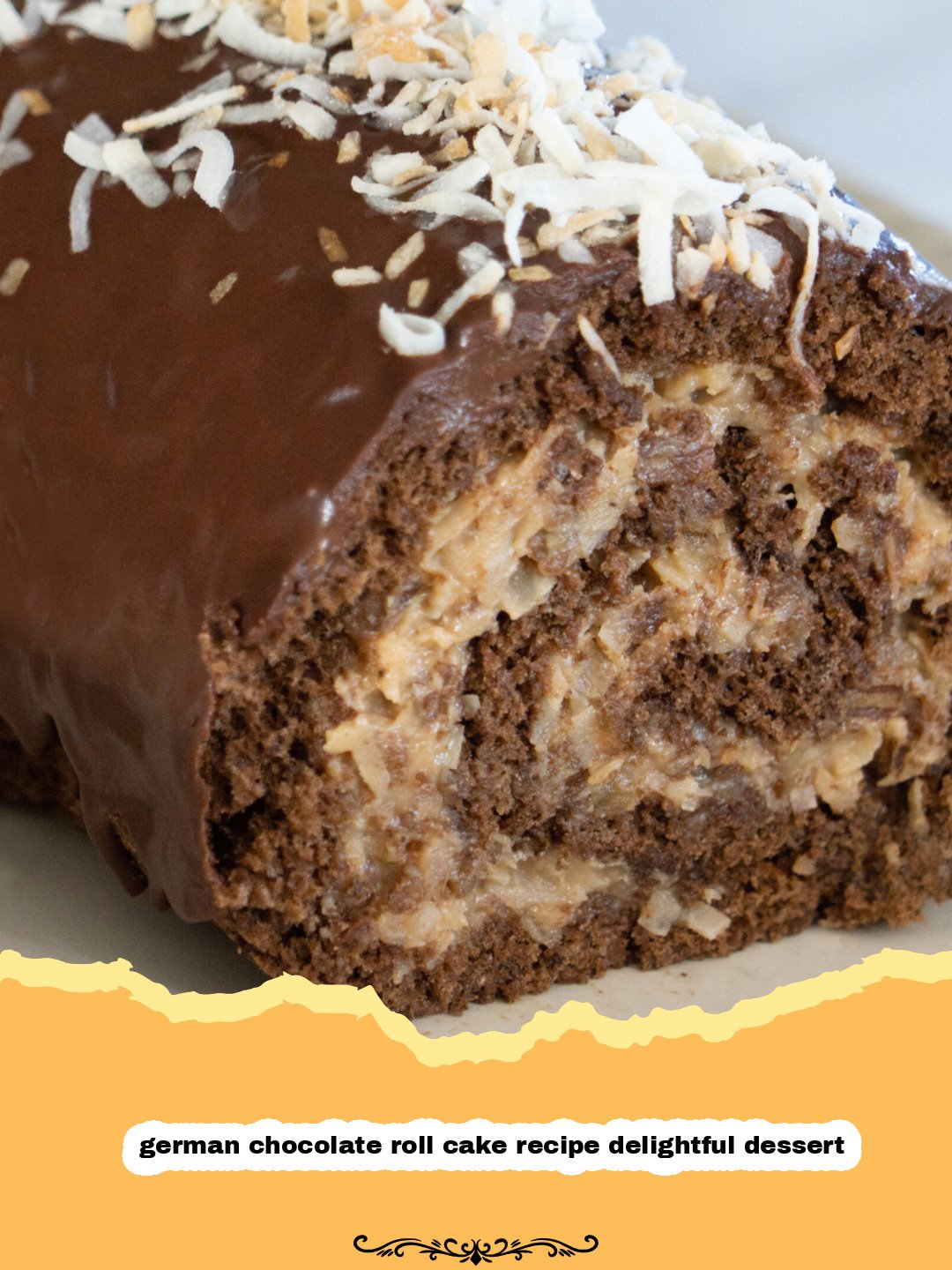 German Chocolate Roll Cake Preparation