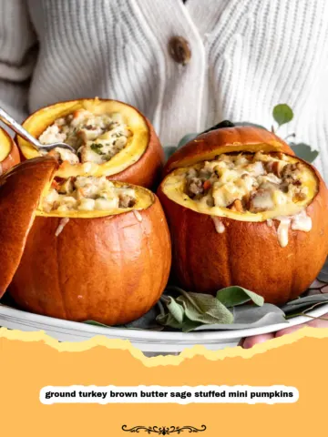 Cozy Autumn Delight: Ground Turkey, Brown Butter & Sage Stuffed Mini Pumpkins