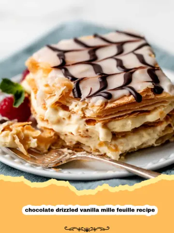 Divine Chocolate Drizzled Vanilla Mille Feuille: A Flaky French Masterpiece! 8 Divine Chocolate Drizzled Vanilla Mille Feuille: A Flaky French Masterpiece!