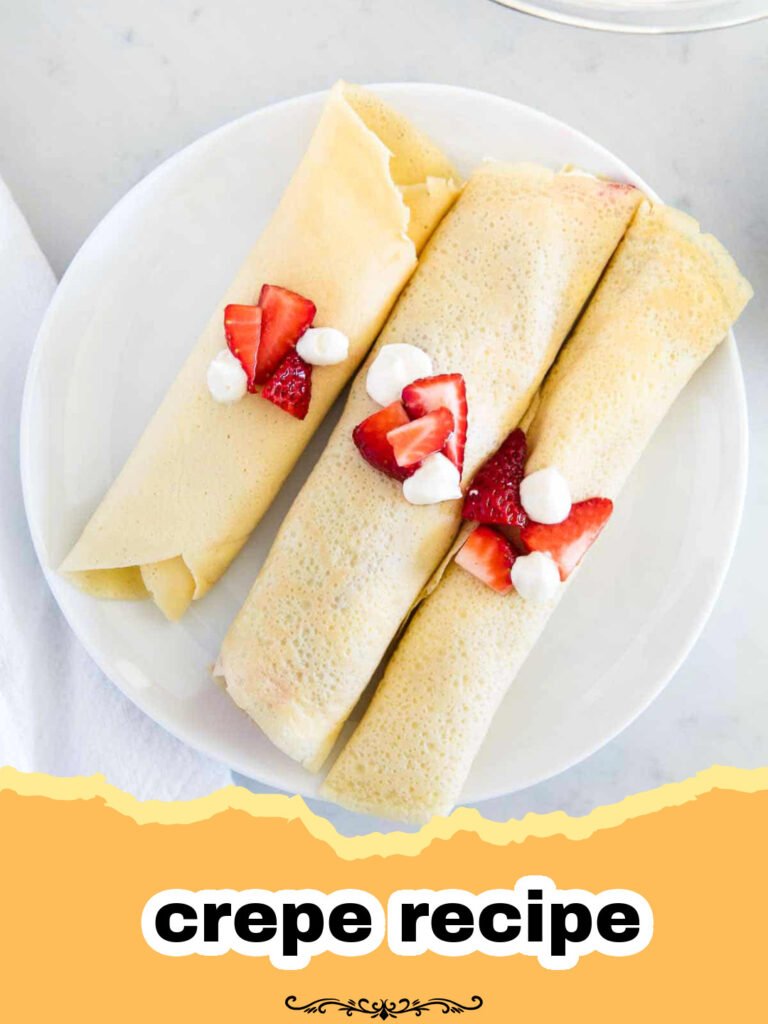 A stack of golden-brown classic French crepes on a plate, ready to be filled.