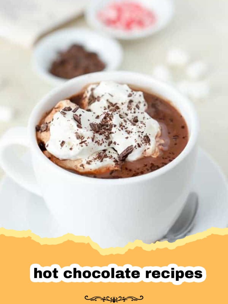 The Ultimate Guide to Heavenly Hot Chocolate Recipes 5 A steaming mug of creamy hot chocolate topped with whipped cream and chocolate shavings.
