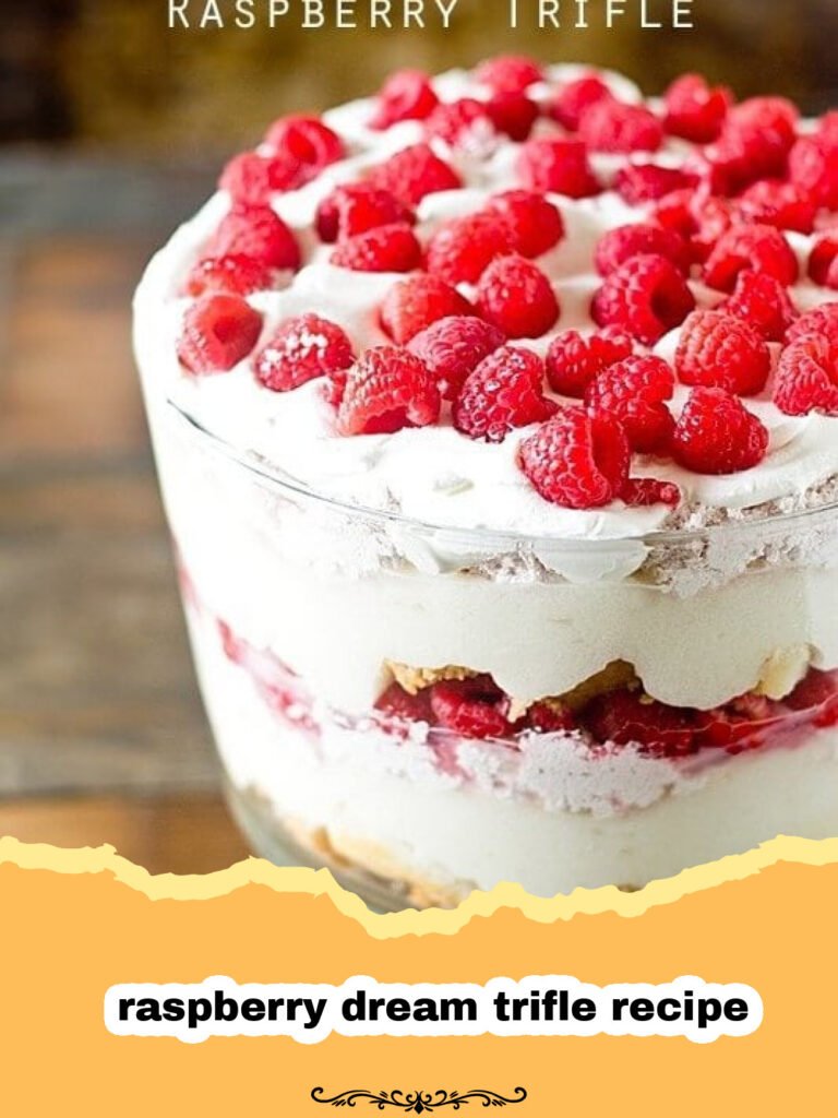 The Ultimate Raspberry Dream Trifle: Layers of Pure Bliss 5 A beautifully layered raspberry dream trifle in a clear glass bowl, garnished with fresh raspberries and mint leaves.