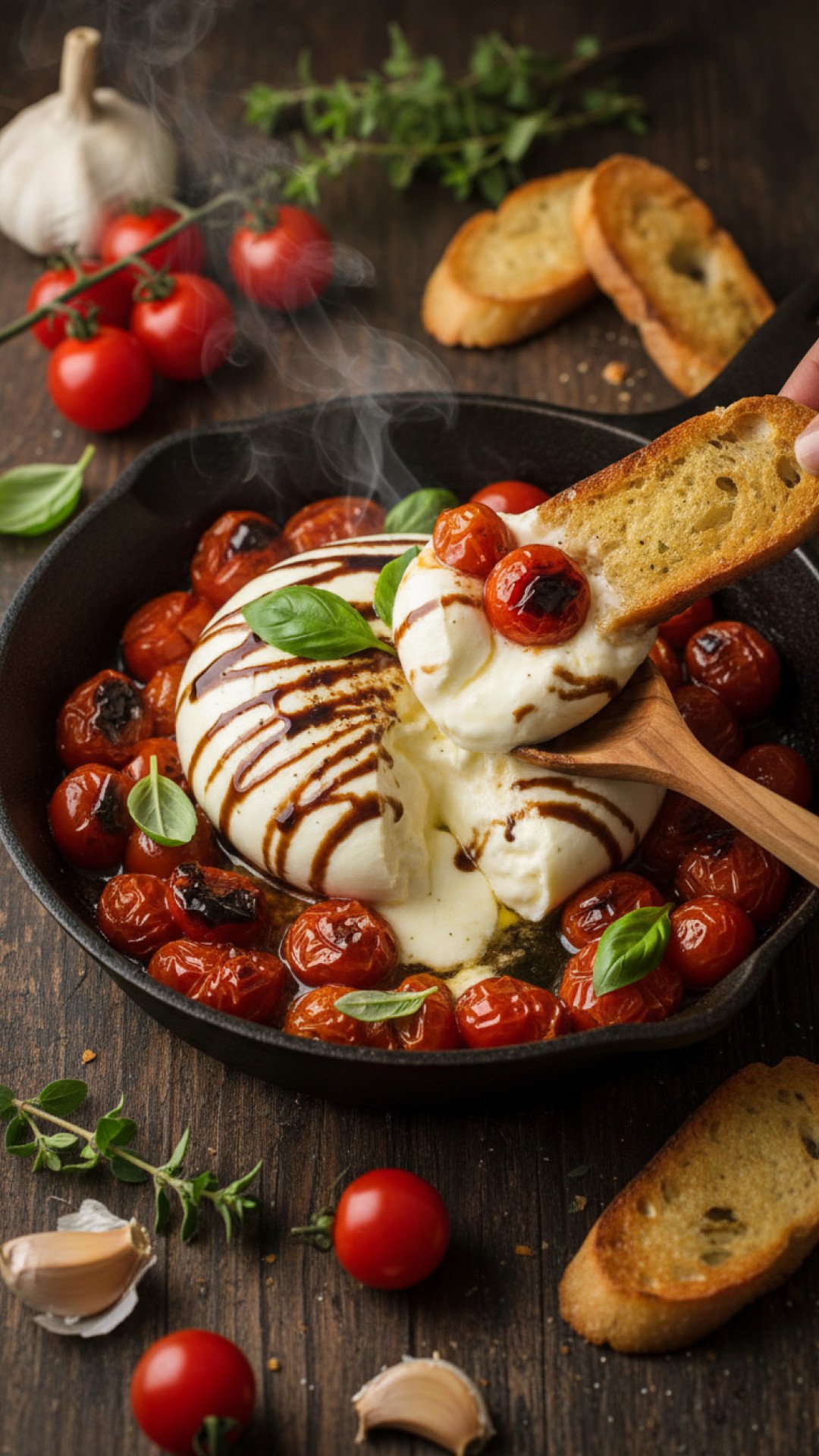 Baked Burrata with Roasted Tomatoes Preparation