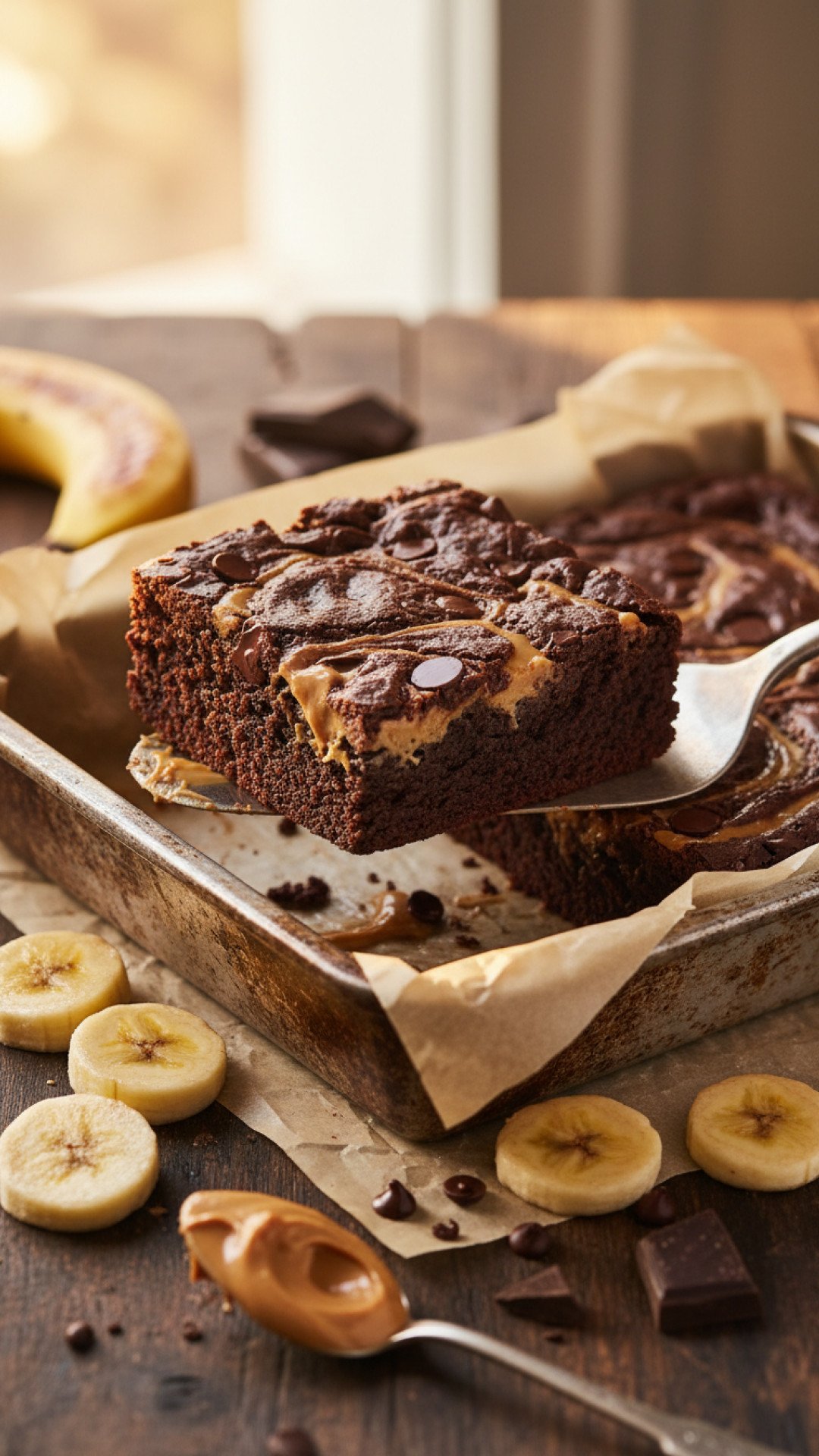 Banana Peanut Butter Brownies Preparation