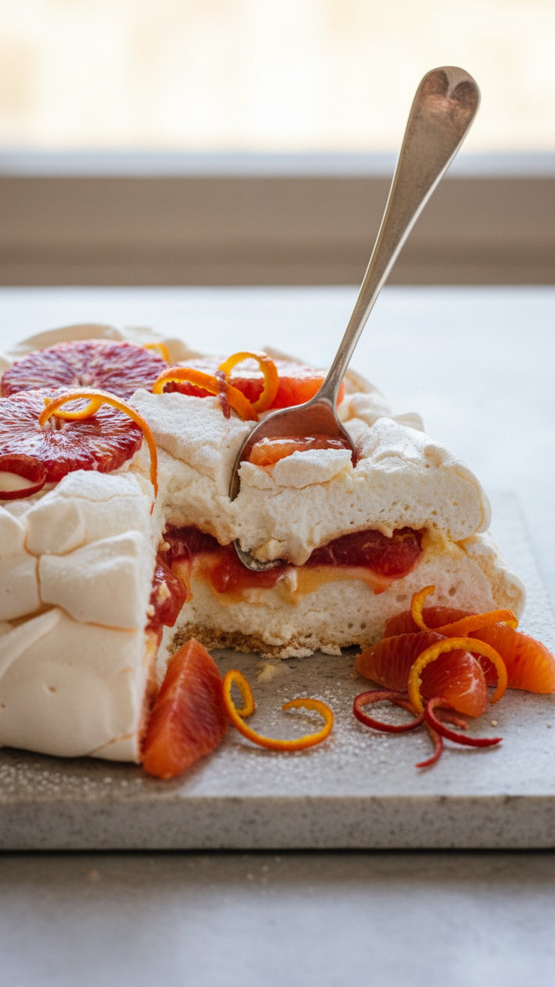 Blood Orange Pavlova Preparation