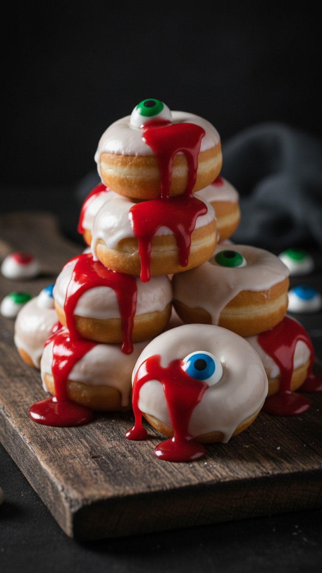 Bloody Eyeball Donuts Preparation