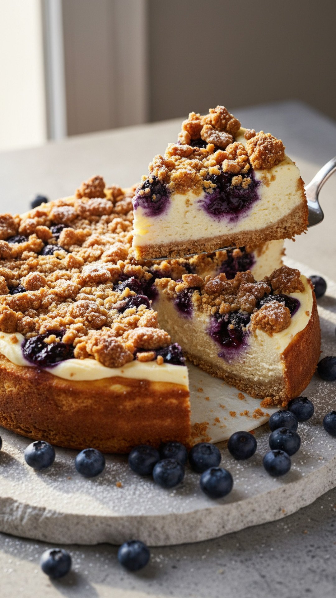 Blueberry Crumble Cheesecake Preparation