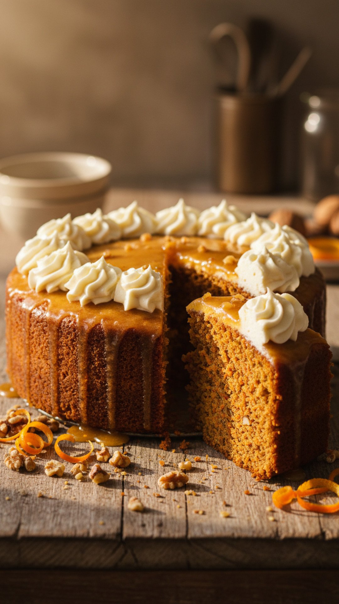 Carrot Orange Cake with Ginger Syrup Preparation