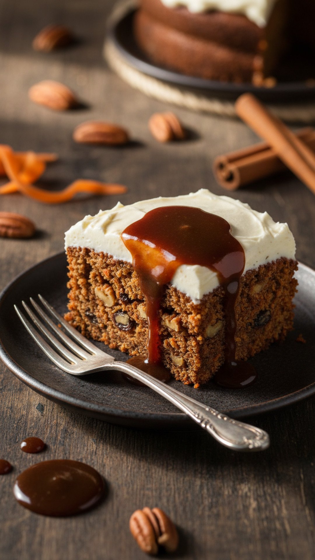 Carrot Raisin Cake with Ginger Molasses Sauce Preparation