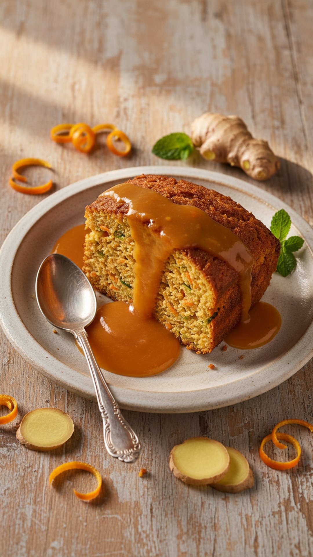 Carrot Zucchini Pudding with Orange Ginger Sauce Preparation