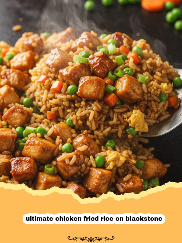 ultimate chicken fried rice on blackstone - The Ultimate Chicken Fried Rice on Blackstone with green onions and sesame seeds