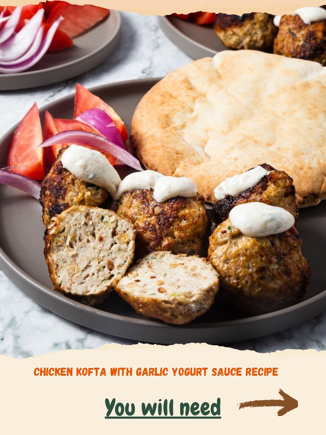 Chicken Kofta with Garlic Yogurt Sauce Preparation