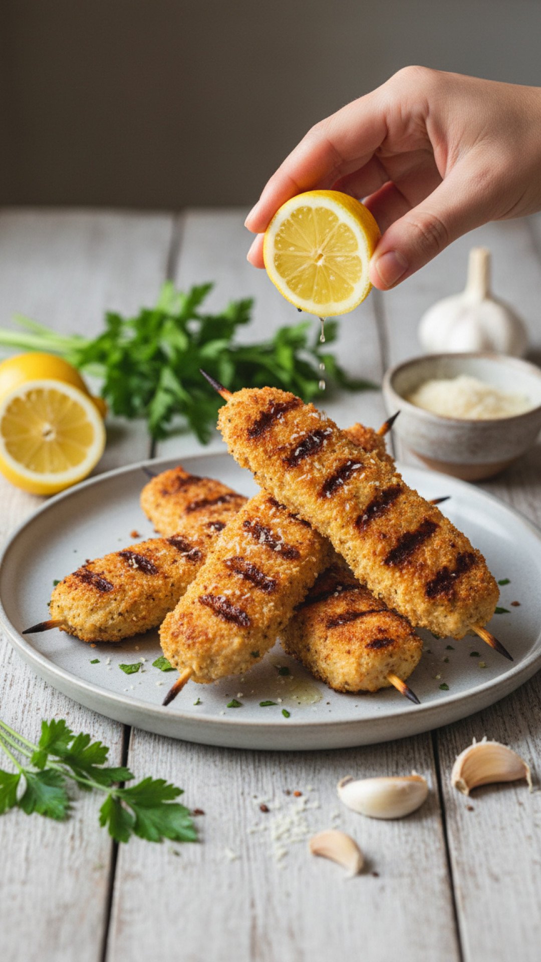 Chicken Spiedini Lemon Garlic Skewers Preparation