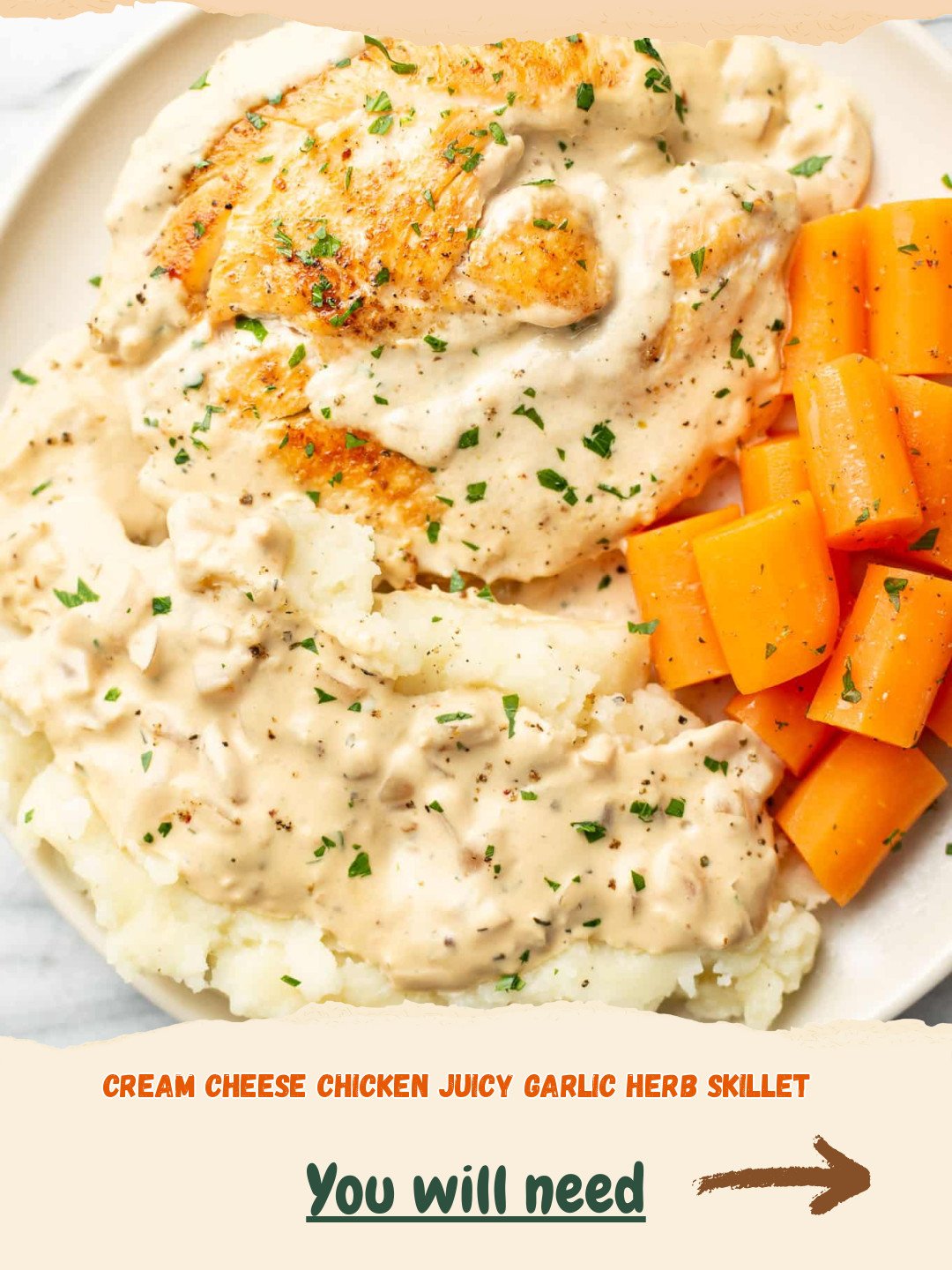 Cream Cheese Chicken Juicy Garlic Herb Skillet Preparation