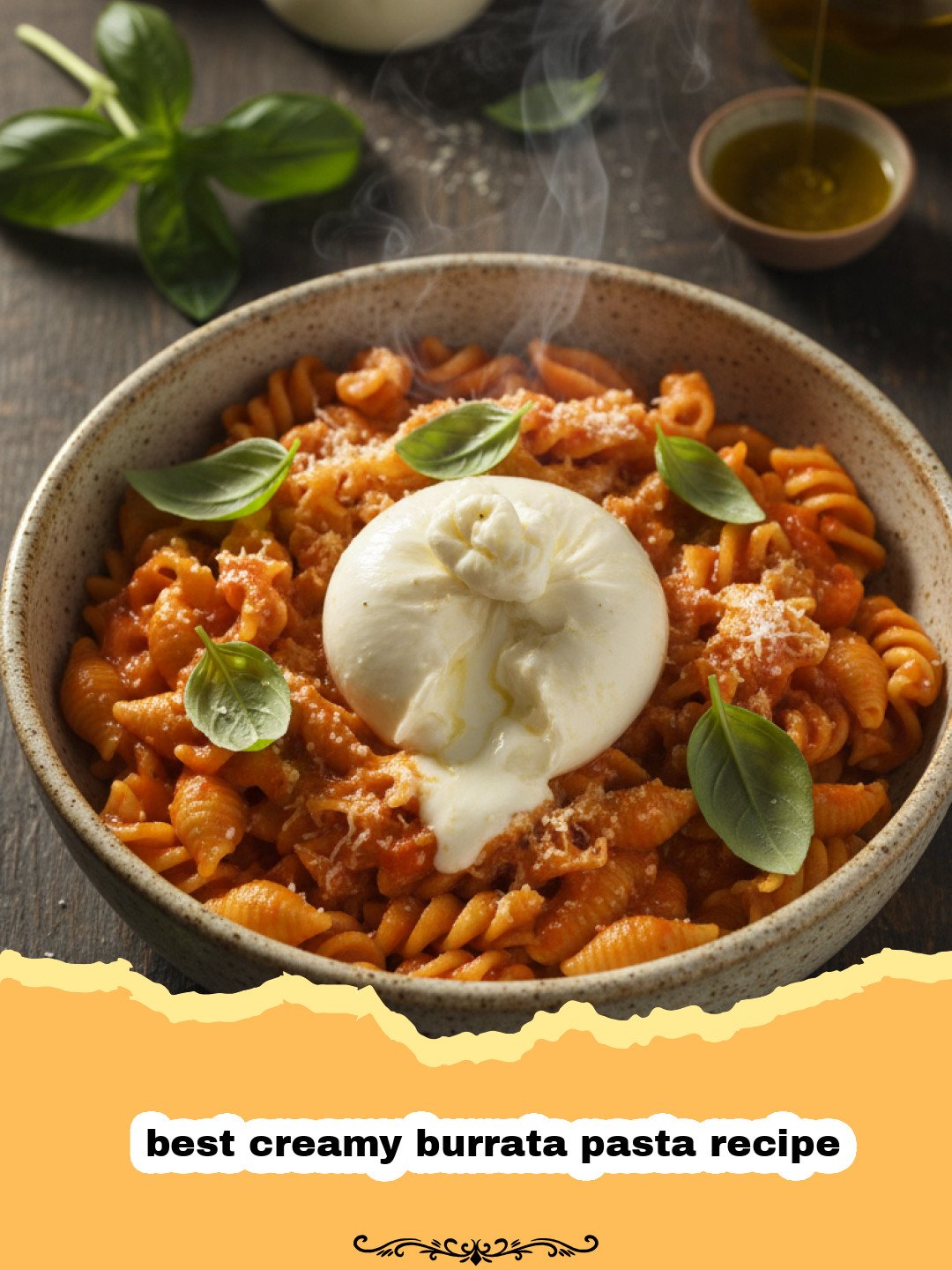The Most Indulgent Creamy Burrata Pasta Recipe for Cozy Nights 3 A close-up shot of creamy burrata pasta with blistered tomatoes and fresh basil