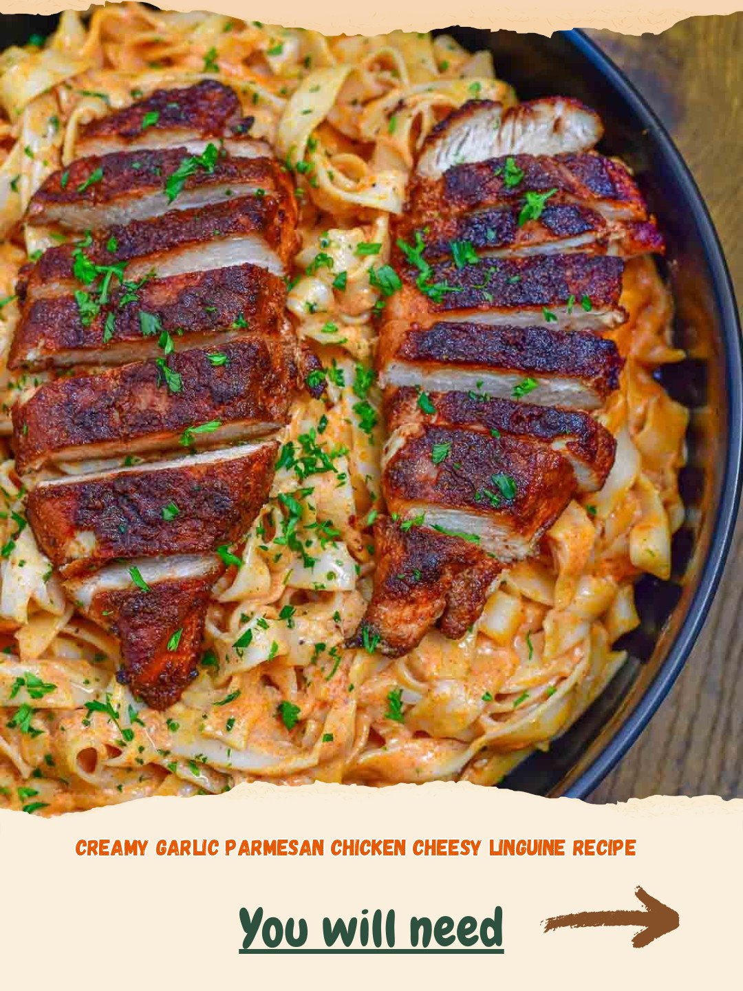 Creamy Garlic Parmesan Chicken Cheesy Linguine Preparation