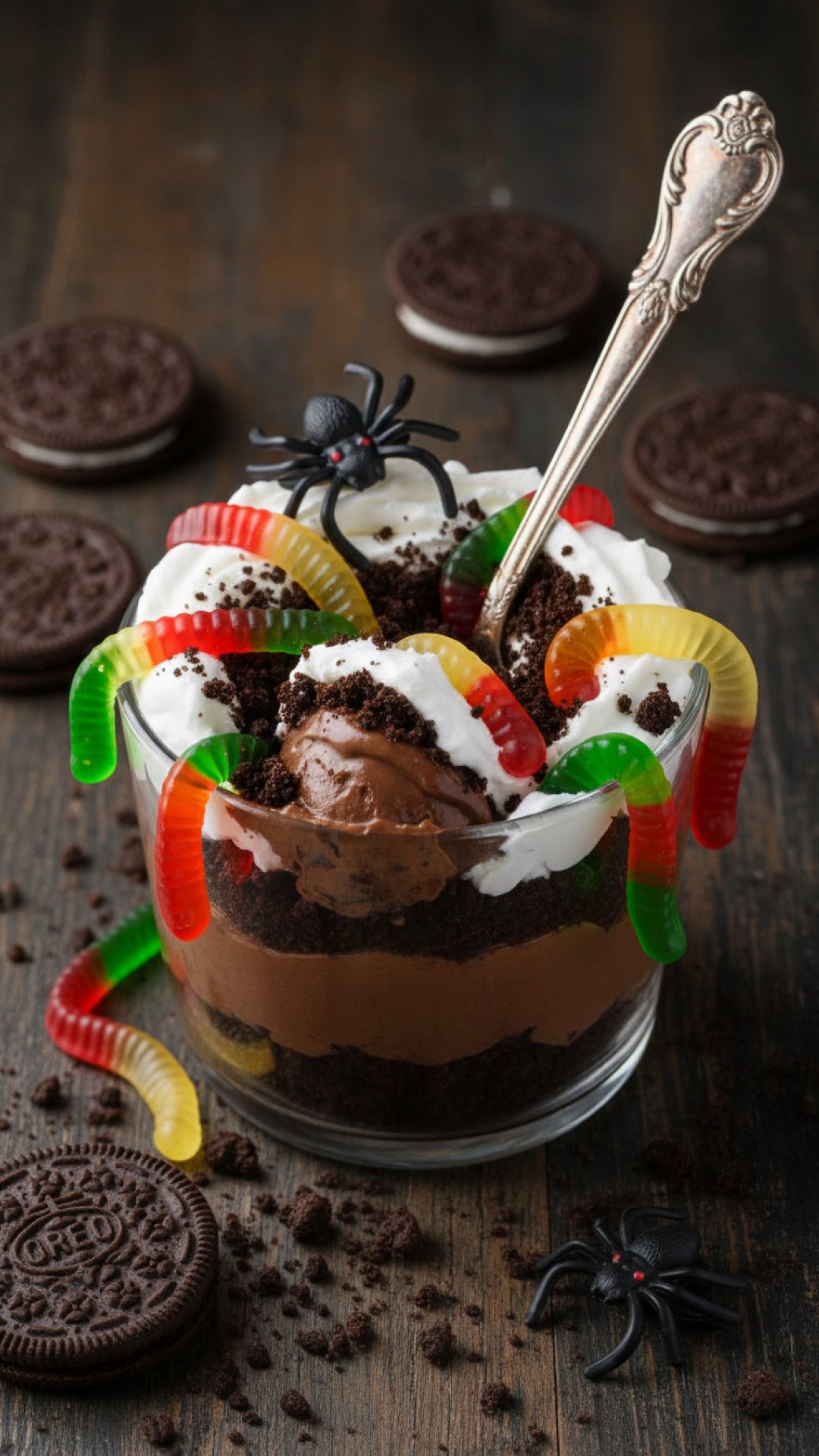 Creepy Crawly Gummy Worm Dirt Cups Preparation