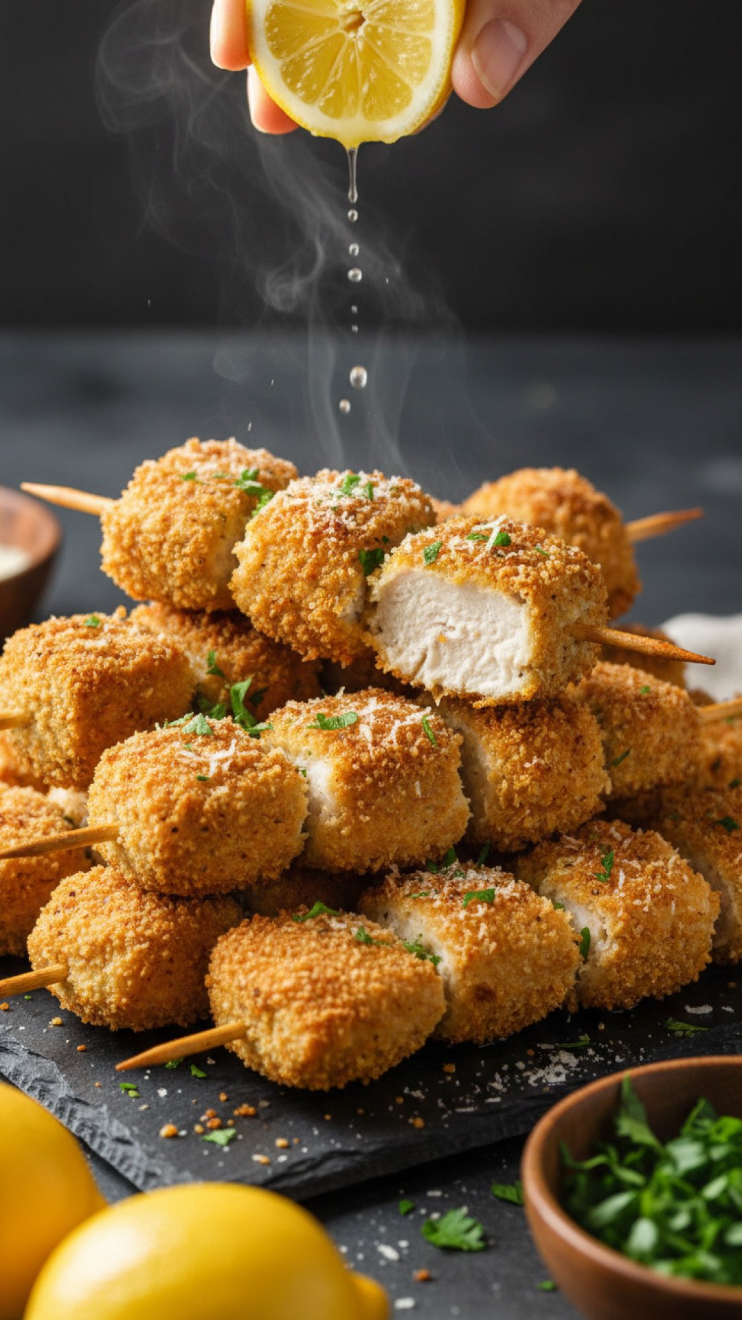 Crispy, Juicy, Bright Chicken Spiedini Preparation