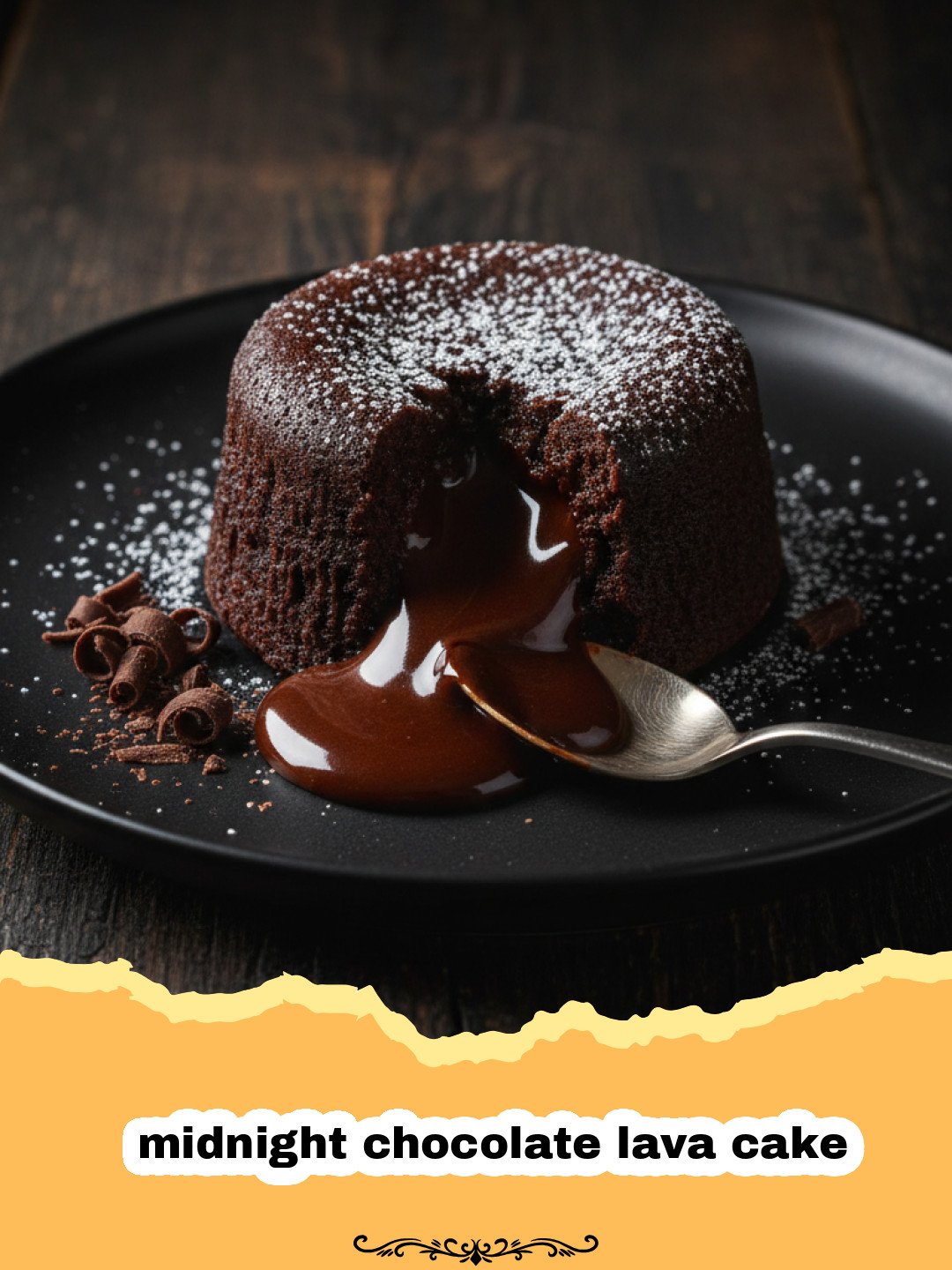 The Ultimate Midnight Chocolate Lava Cake for Sweet Cravings 3 A warm midnight chocolate lava cake on a white plate with a molten center oozing out.