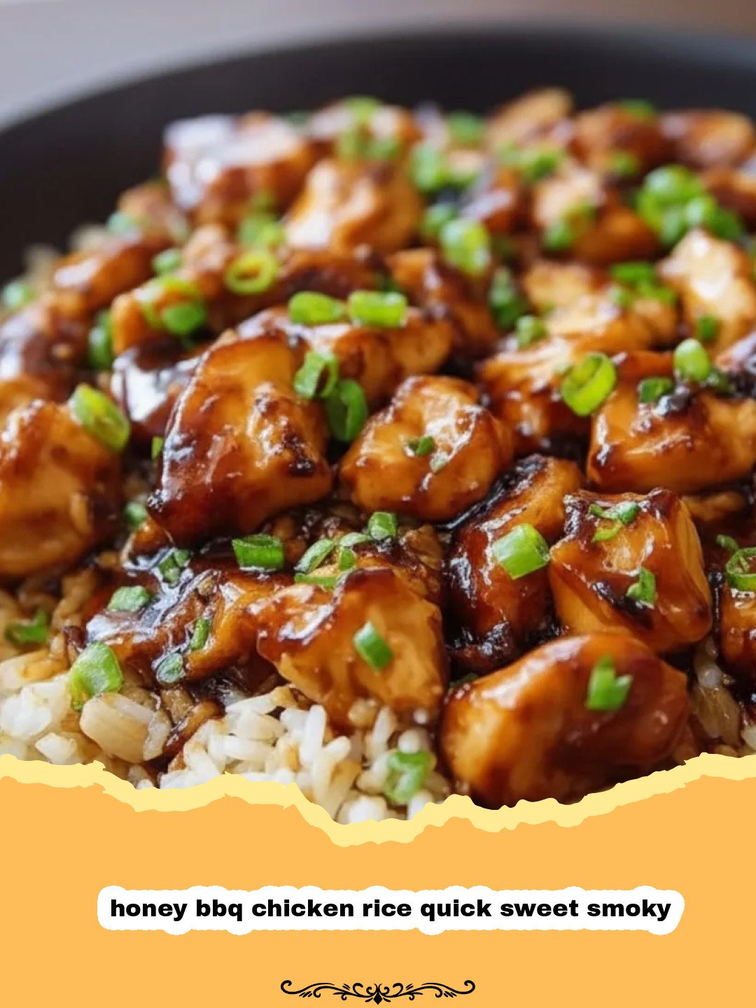 Honey BBQ Chicken & Rice: The Ultimate Quick, Sweet, and Smoky Weeknight Meal! 3 Close-up of a serving of honey BBQ chicken and rice with fresh parsley garnish.