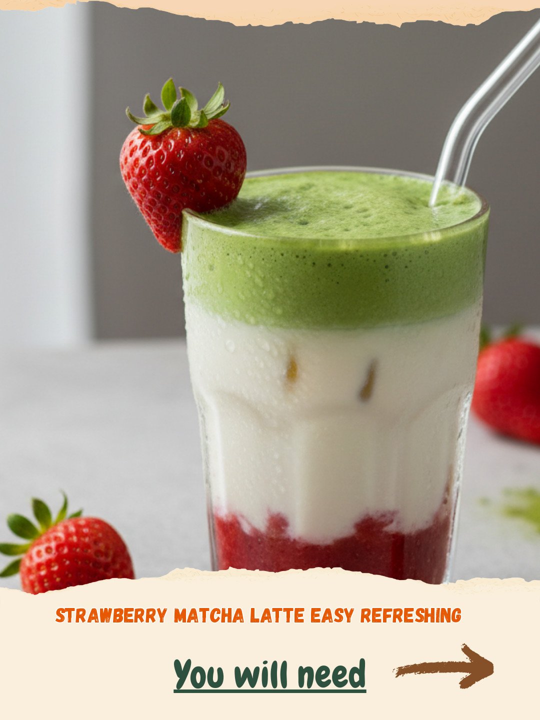 Easy Refreshing Strawberry Matcha Latte Preparation