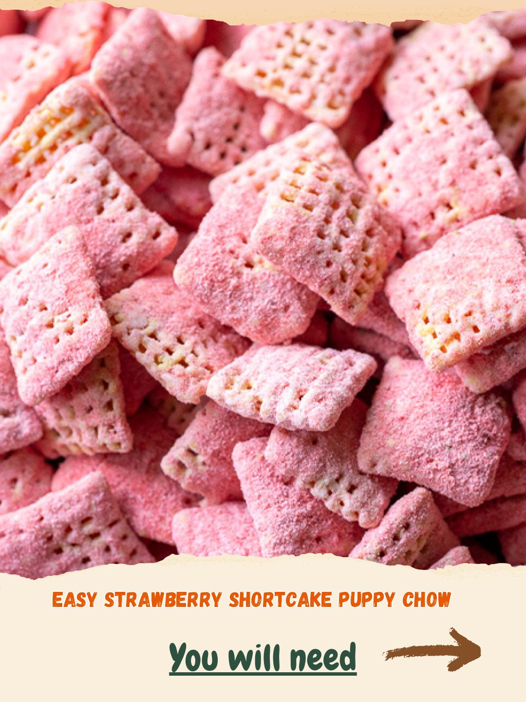 Easy Strawberry Shortcake Puppy Chow Preparation