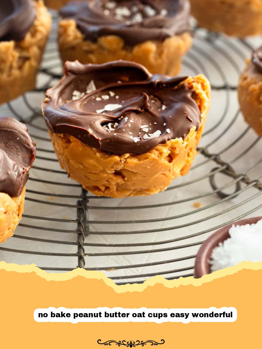 Divine No-Bake Peanut Butter Oat Cups: Your Easy, Wonderful Treat! 3 A close-up shot of no bake peanut butter oat cups, stacked on a wooden board, with oats and peanuts visible, hinting at their easy and wonderful nature.