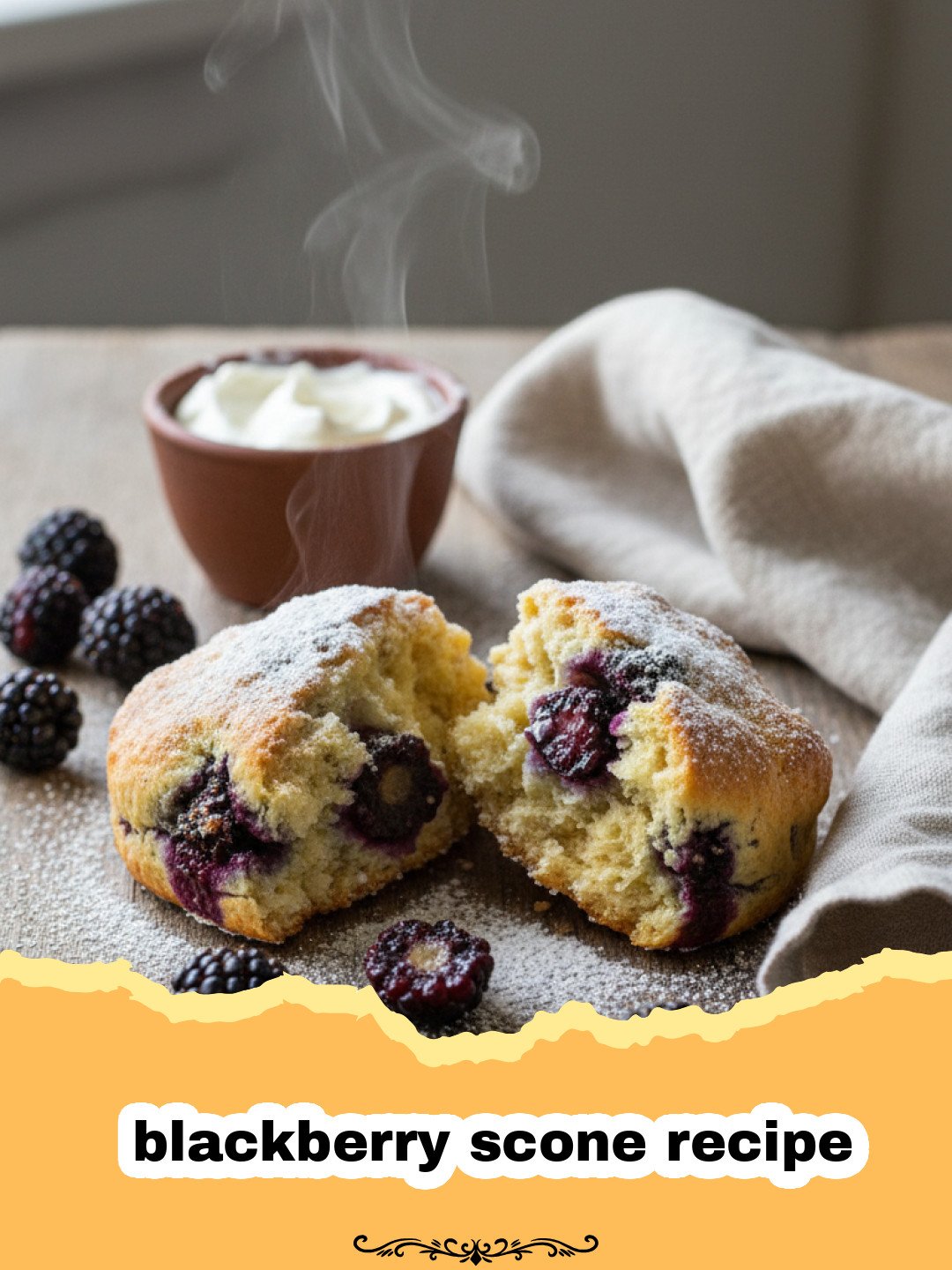 blackberry scone recipe - Golden brown blackberry scones on a baking sheet