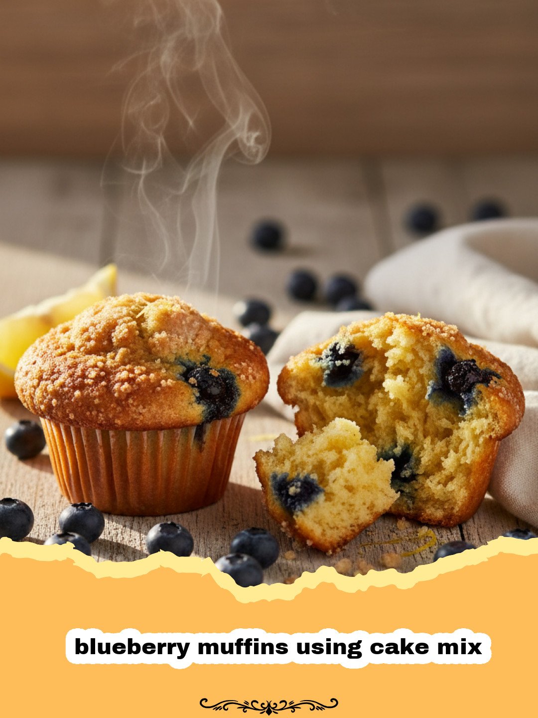 The Easiest Blueberry Muffins Using Cake Mix for Busy Mornings 3 Freshly baked blueberry muffins using cake mix in a muffin tin