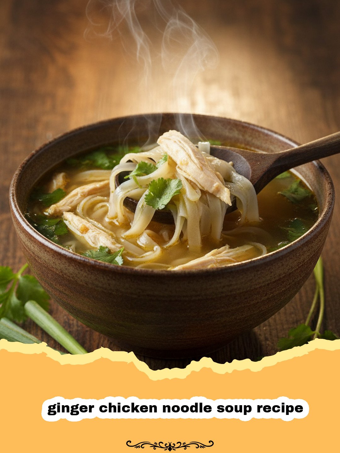 Healing Ginger Chicken Noodle Soup: The Ultimate Comfort Bowl 3 ginger chicken noodle soup recipe - A steaming bowl of ginger chicken noodle soup with fresh parsley on top